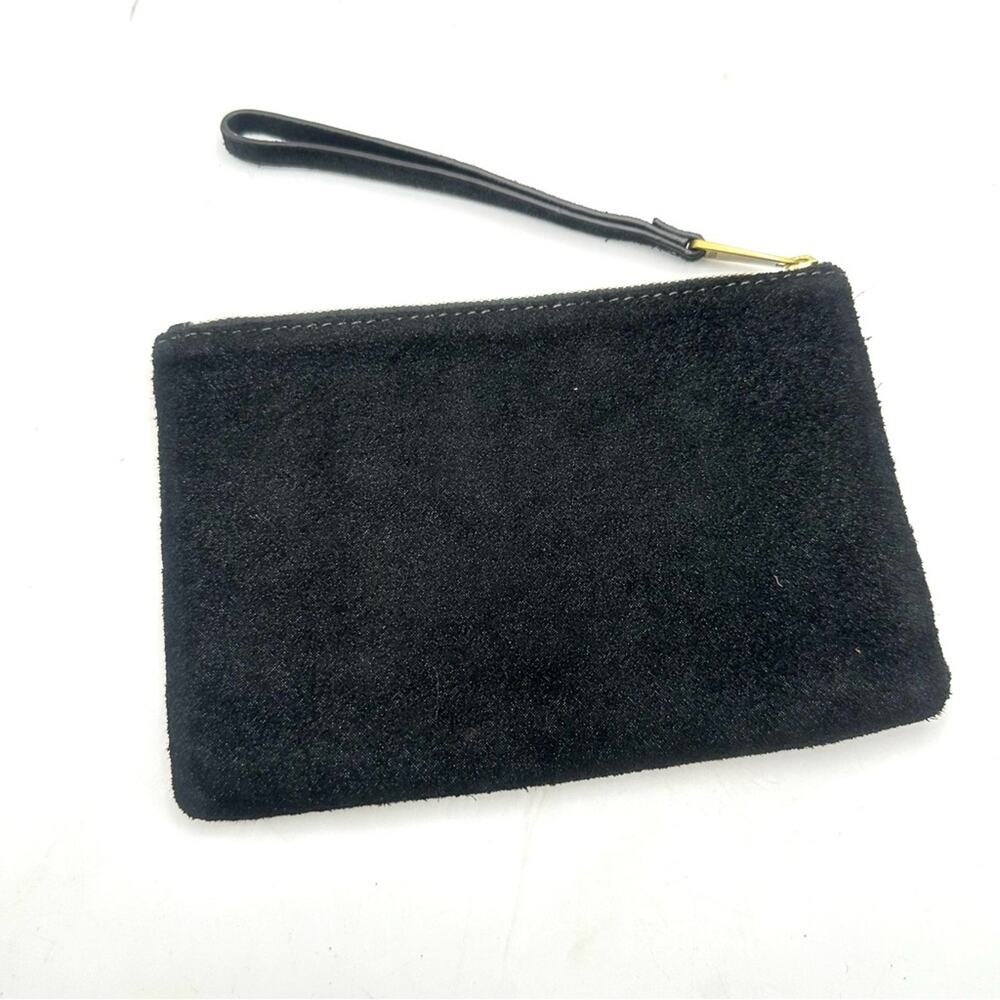 FOSSIL women's black leather wristlet zipper closure - Picture 2 of 10